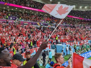 Canadian soccer fans at their FIFA World Cup match against Belgium